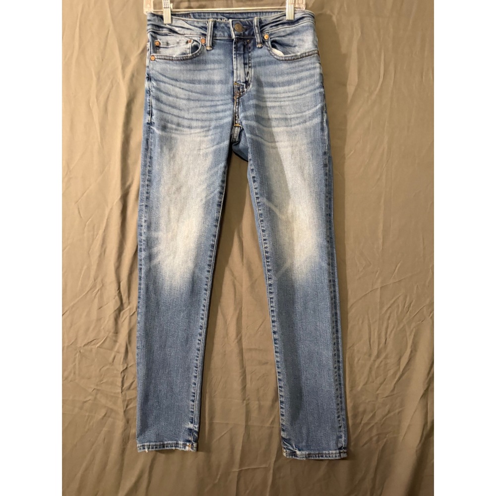 American Eagle Airflex+ Skinny Jeans Mens 28x30 Light Wash Blue Denim